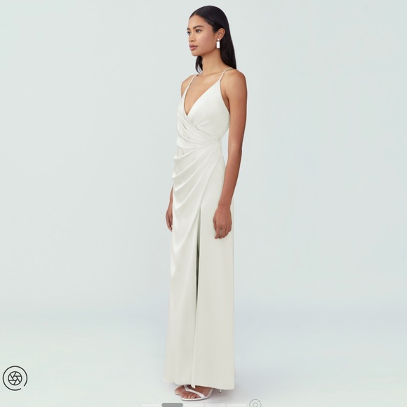 Fame&Partners NWT/BOX Ivory Satin wrap maxi dress BRIDES&BRIDESMAID Fits 6-8 - Picture 3 of 17